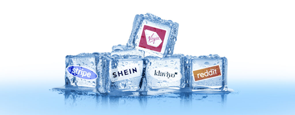 Ice Cubes with P{otential IPOing companies logo