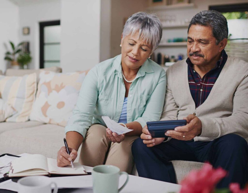 older couple looking at their super fund accounts